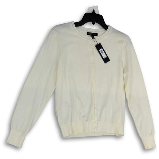 NWT Womens White Long Sleeve Front Button Cardigan Sweater Size M image number 4
