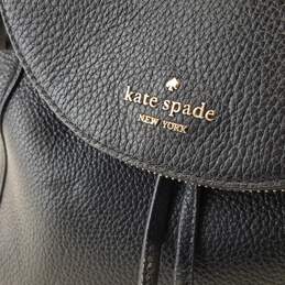 Kate Spade Leila Black Leather Flap Zip Small Backpack Bag alternative image