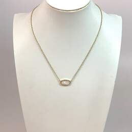 Designer Kendra Scott Gold-Tone Elisa Link Chain Crystal Cut Pendant Necklace
