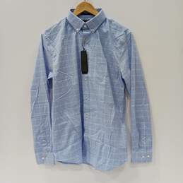 Banana Republic Men's LS Slim Flex it Blue Checkered Button Up Dress Shirt Size M NWT