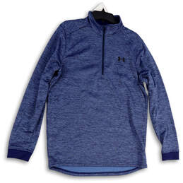 Mens Blue Heather Long Sleeve Mock Neck 1/4 Zip Pullover Sweatshirt Size L