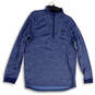 Mens Blue Heather Long Sleeve Mock Neck 1/4 Zip Pullover Sweatshirt Size L image number 1