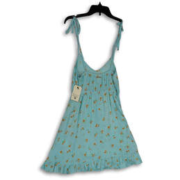 NWT Womens Blue Floral Spaghetti Strap Pullover Mini Dress Size Small alternative image