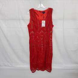 Bardot Red Applique Sleeveless Lined Sheath Dress WM Size M/L NWT