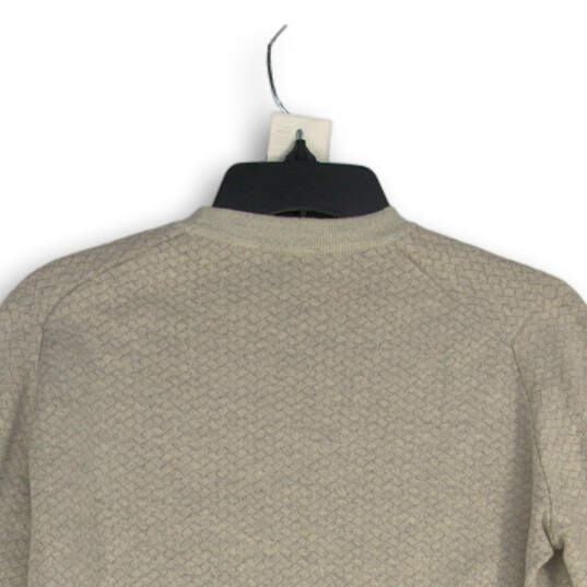 Womens Beige Geometric Long Sleeve Crew Neck Pullover Sweater Size Medium image number 4