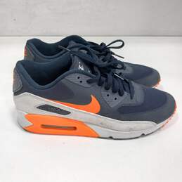 Men's Navy, Gray & Orange Nike Air Max 90 Hyperfuse Shoes-12