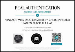 Vintage Miss Dior Created by Christian Dior Ladies Black Cellophane Weave Hat AUTHENTICATED alternative image