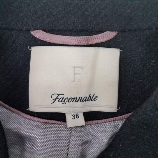 Faconnable WM's Double Breast Button Black Wool & Nylon Blended Jacket  Size 38 image number 3