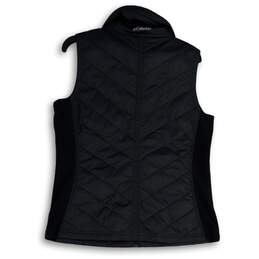 Womens Black Sleeveless Mock Neck Full-Zip Quilted Vest Size Large alternative image