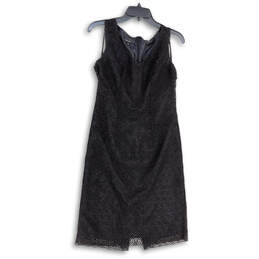 Womens Black Floral Lace Sleeveless V-Neck Back Zip A-Line Dress Size 2