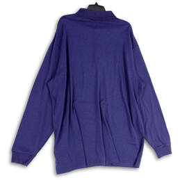 NWT Mens Blue Long Sleeve Spread Collar Side Slit Polo Shirt Size 3XLT alternative image