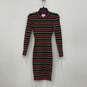 Womens Multicolor Striped Long Sleeve Knitted Crew Neck Sweater Dress Size P image number 1