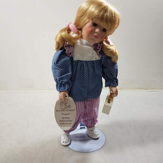 VTG. First Day of School 'Tammie' Porcelain Doll  W/Tag image number 1