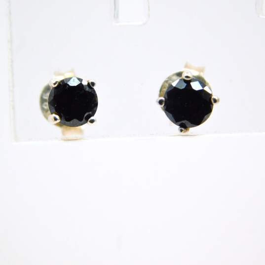 Artisan 925 Marcasite & Onyx & Inlay Rectangle Drop & Stud Post Earrings 9.8g image number 6