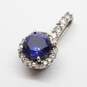 Sterling Silver 10K White Gold Accent Sapphire & CZ Pendant - 1.44g image number 1