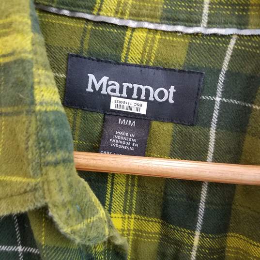 Marmot green flannel plaid button up shirt men's M image number 3