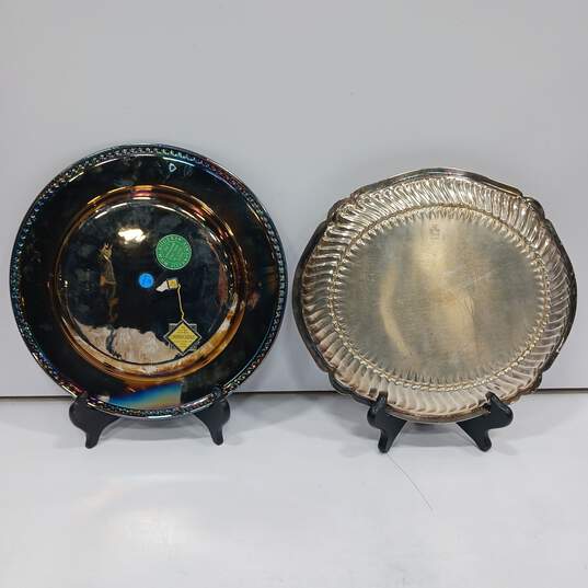Set of Two Silver Tone Platter image number 2