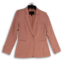 Womens Pink Long Sleeve Notch Lapel Single Breasted One Button Blazer Sz 2P