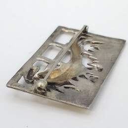Sterling Silver Square Detailed Bird Brooch 20.9g alternative image