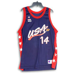 Mens Red Navy Blue USA Glenn Robinson #14 Basketball Jersey Size 48