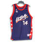 Mens Red Navy Blue USA Glenn Robinson #14 Basketball Jersey Size 48 image number 1