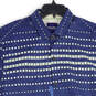 NWT Mens Blue White Geometric Print Short Sleeve Button Up Shirt Size L image number 3