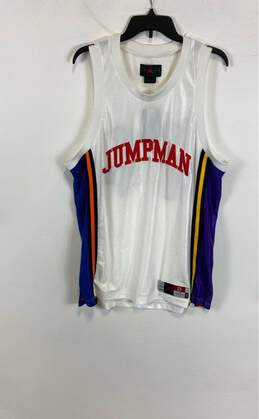 NWT Jordan Mens White Jumpman Sport DNA Basketball Pullover Jersey Size Large alternative image