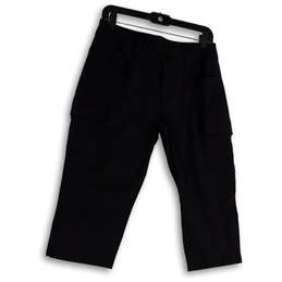 Womens Black Flat Front Cargo Pockets Stretch Cropped Pants Size P8