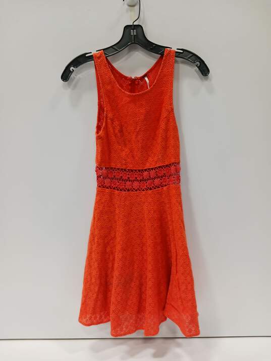 Free People Women's Coral Daisy Lace Fit & Flare Mini Dress Size 2 image number 1
