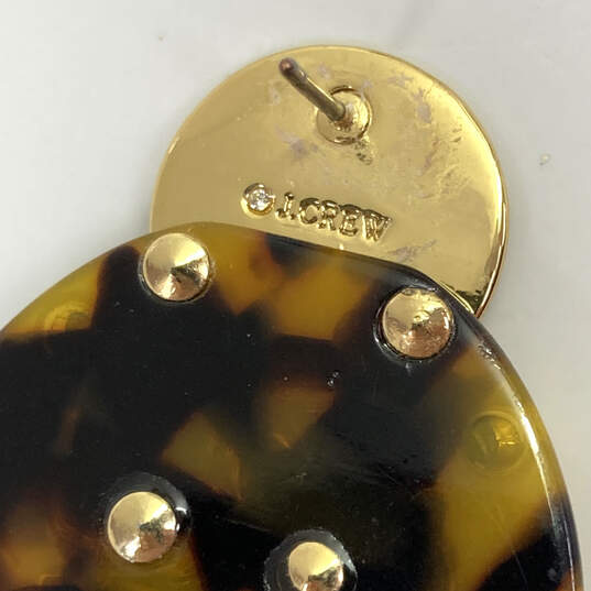 Designer J. Crew Gold-Tone Multicolor Stone Tortoise Shell Drop Earrings image number 4