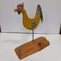 Hand Carved & Painted Wood & Metal Rooster on Wood Stump Yard Farmhouse Decor Folk Art image number 3
