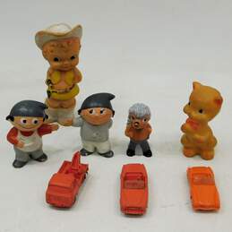 Vntg Toys Lot Rubber Squeak Toys Plastic Cars Hummel Rubber Vinyl Figures