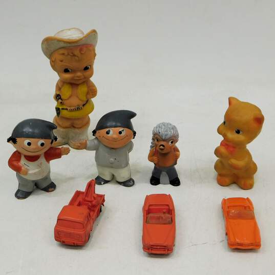 Vntg Toys Lot Rubber Squeak Toys Plastic Cars Hummel Rubber Vinyl Figures image number 1