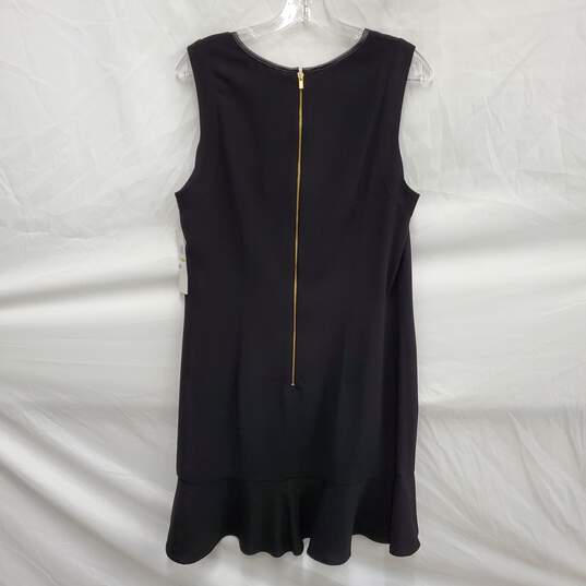 NWT ivy & blu Black Sleeveless Darcy Flounce with Leather Trim Knee Length Dress Size 14 image number 2