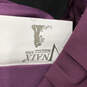 NWT Womens Purple Tie Waist Pleated Wedding A-Line Dress Size 2 image number 3