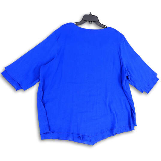 Womens Blue Short Sleeve Round Neck Pullover Blouse Top Size 3X image number 2