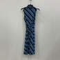 Womens Blue Black Striped Sleeveless Collared Tie Waist Wrap Dress Size XS image number 2