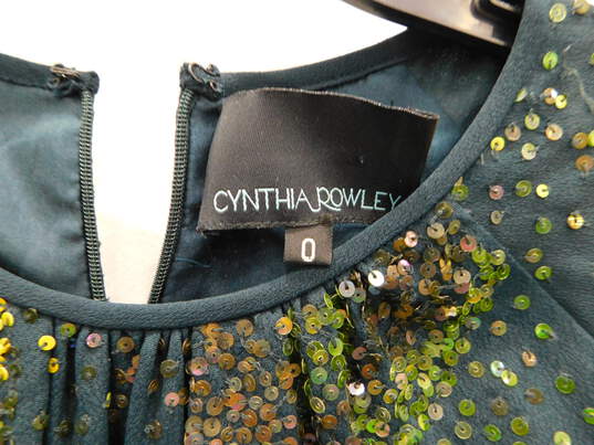 Cynthia Rowley Dark Green Silk Dress w/Sequins Size 0 image number 3