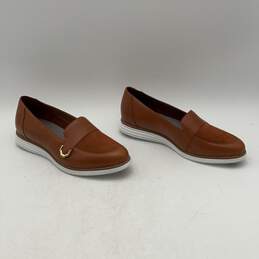 Cole Haan Womens Brown White Leather Round Toe Slip On Loafer Shoes Size 10x4x4