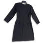 NWT Womens Black Scalloped Trim Waist 3/4 Sleeve Back Zip Sheath Dress Sz 2 image number 2