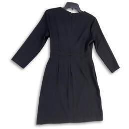 NWT Womens Black Scalloped Trim Waist 3/4 Sleeve Back Zip Sheath Dress Sz 2 alternative image