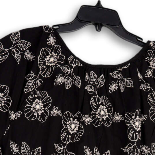 NWT Womens Black Floral Short Sleeve Round Neck Pullover Blouse Top Size 2X image number 1