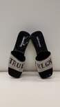 True Religion Bling Silver Black Stoned Sandals Block Heels image number 6