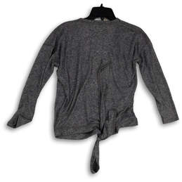 Womens Gray Long Sleeve Open Front Tie Hem Cardigan Sweater Size Small alternative image