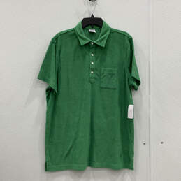 NWT Mens Green Collared Short Sleeve Pocket Front Button Polo Shirt Size XL