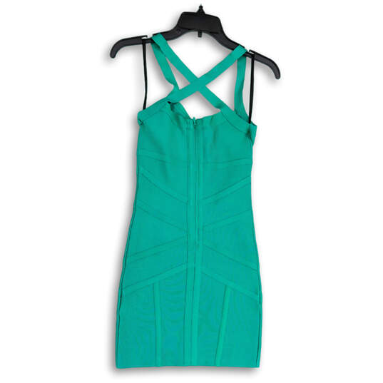 NWT Womens Green Sleeveless Back Criss-Cross Wide Strap Bodycon Dress Sz XS image number 2