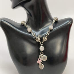 Designer Brighton Silver-Tone Breast Cancer Pink Ribbon Charm Necklace