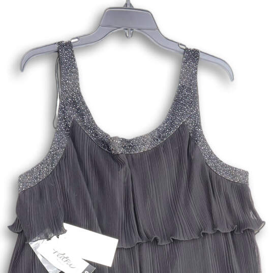NWT Womens Black Ruffle Round Neck Sleeveless Back Zip Mini Dress Size 20 image number 4
