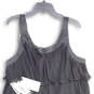 NWT Womens Black Ruffle Round Neck Sleeveless Back Zip Mini Dress Size 20 image number 4