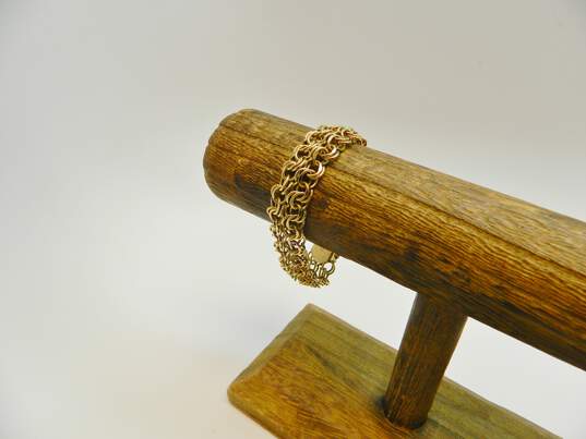 Vintage Gold Filled Nephrite Brooch Carved Cameo Necklace & Chain Bracelet 30.2g image number 4